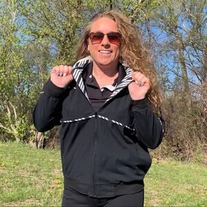 Vintage 90s zebra black white bomber track windbreaker jacket MEDIUM